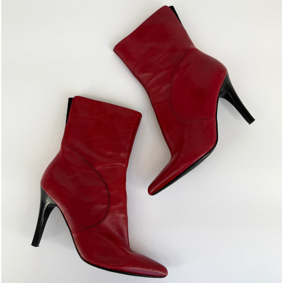 Nine West Womens Ankle Boots Leather Vintage Zip Pointed Toe Y2K 90s Size 9M - Picture 1 of 8